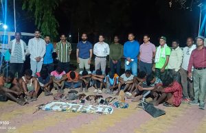 शिकार केलेल्या प्राणी व पक्षासह 12 शिकारी वन विभागाचे ताब्यात